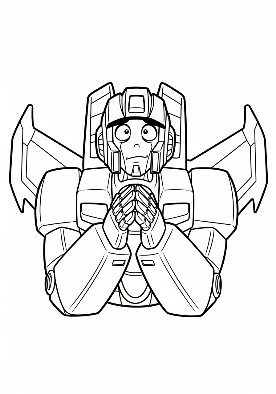 Funny starscream cartoon style drawing coloring page