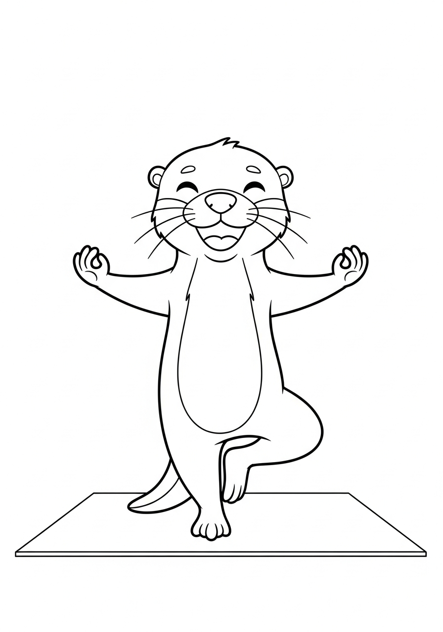 Otter Coloring Pages 14 Funny yoga pose stretching otter coloring page