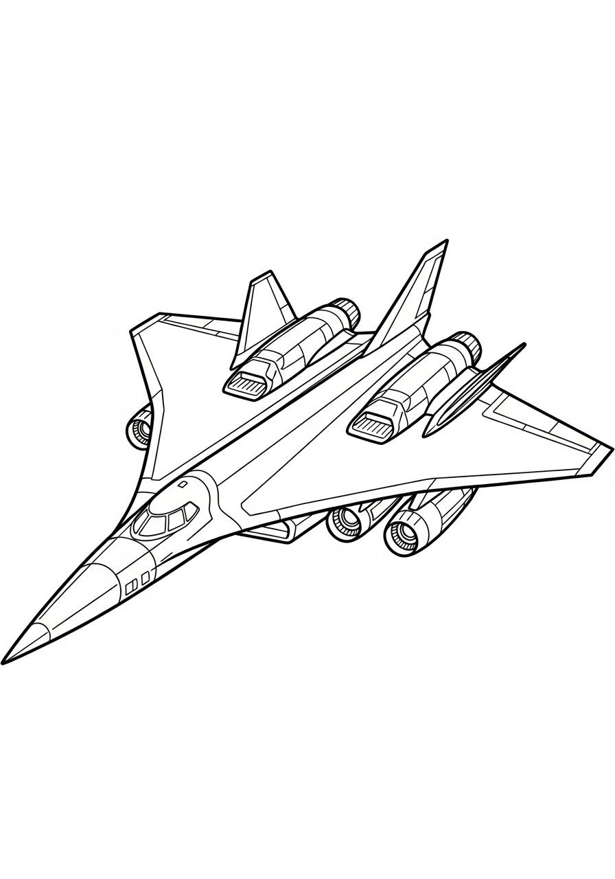 Airplane Coloring Pages 18 Futuristic sci-fi spaceship jet coloring page