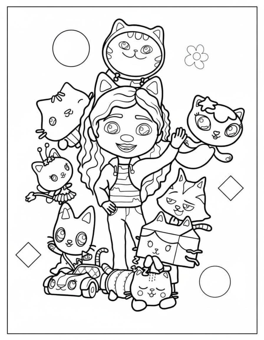 Gabby and all characters Gabby’s Dollhouse coloring page