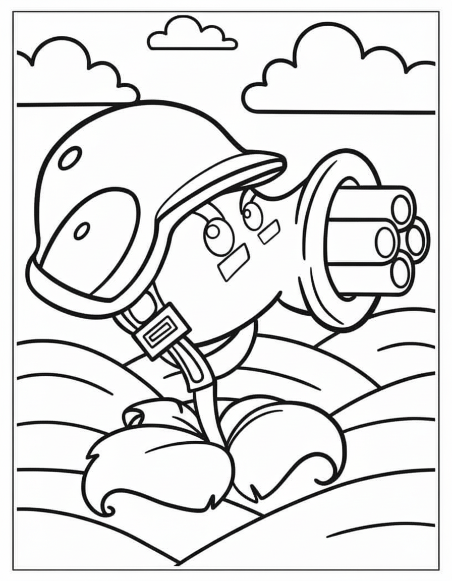 Gatling Pea Plants vs Zombies coloring page