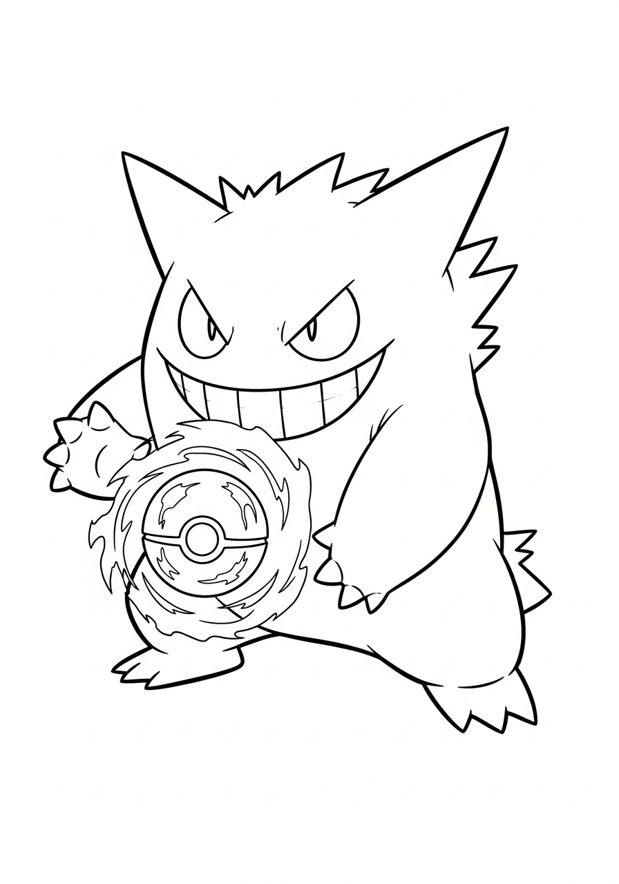Gengar Coloring Pages 12 Gengar attacking shadow ball coloring page