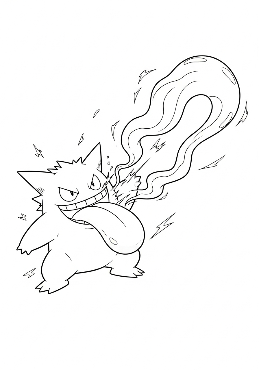 Gengar Coloring Pages 17 Gengar with long tongue coloring page