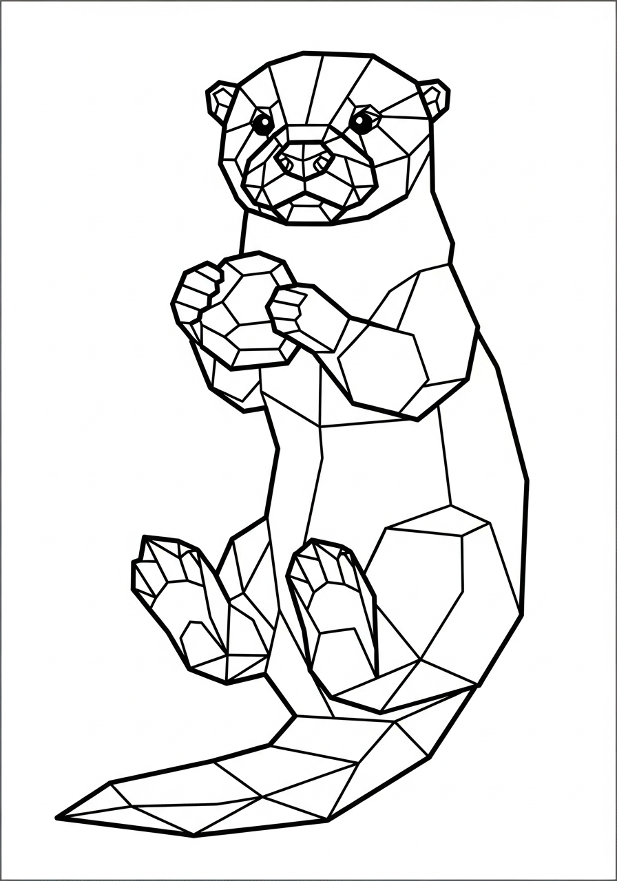 Otter Coloring Pages 15 Geometric polygon shape otter animal coloring page
