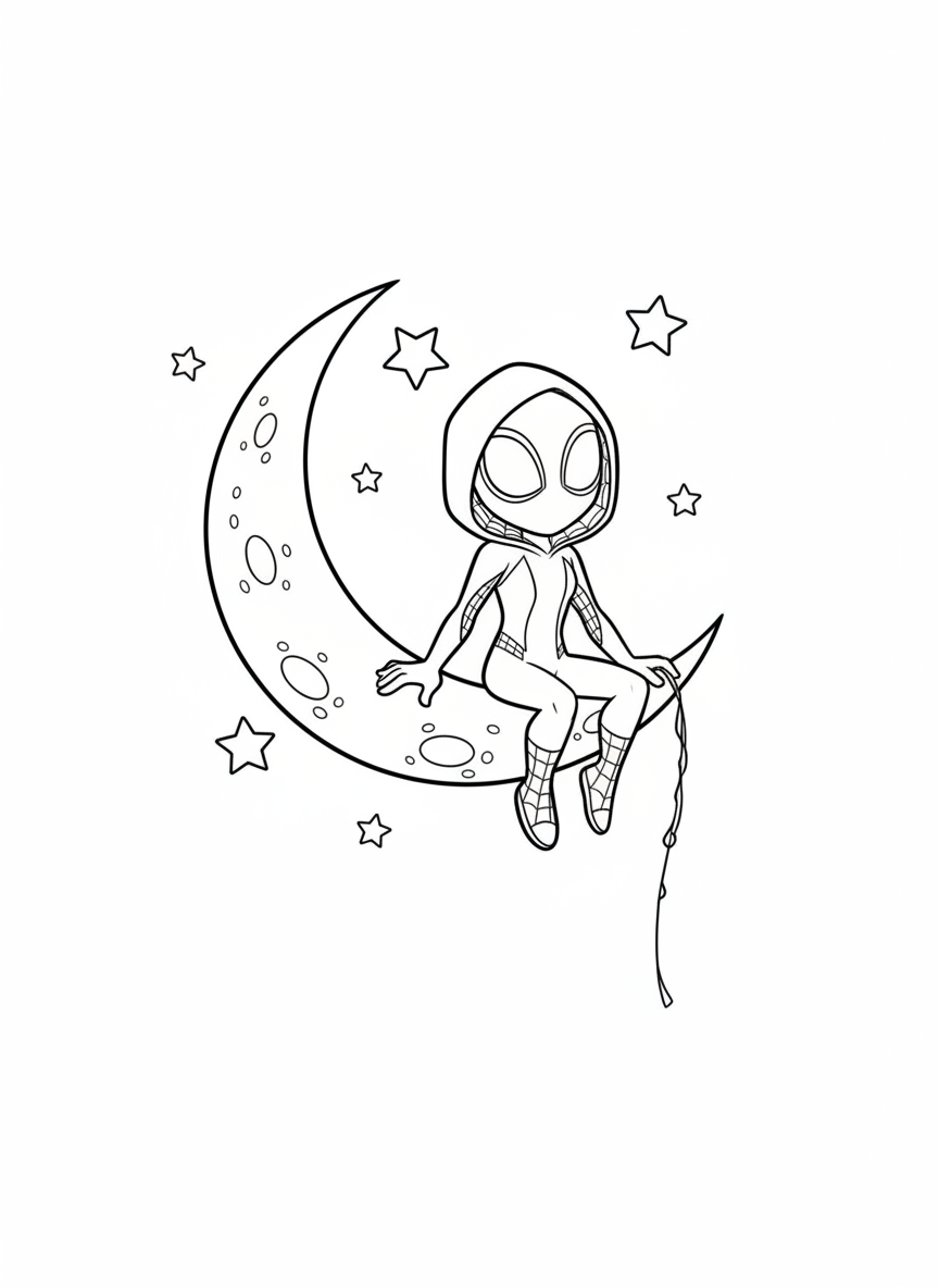 Ghost Spider on moon – Spidey And His Amazing Friends coloring page
