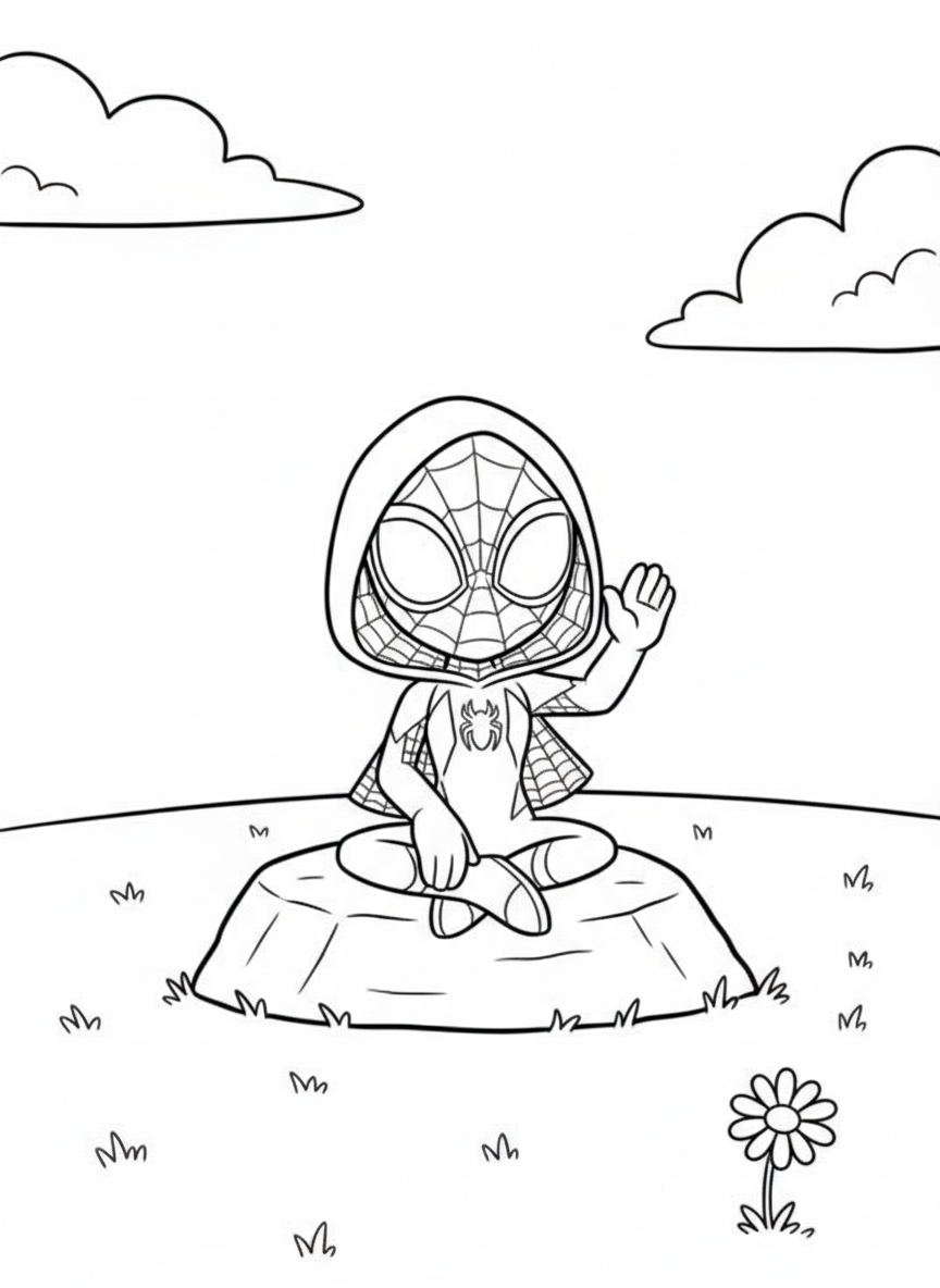 Ghost Spider waving – Spidey And His Amazing Friends coloring page