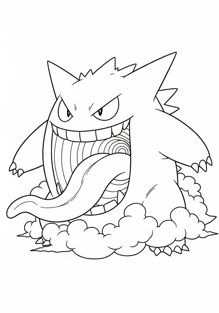 Gengar Coloring Pages 18 Giant Gigantamax Gengar mouth coloring page