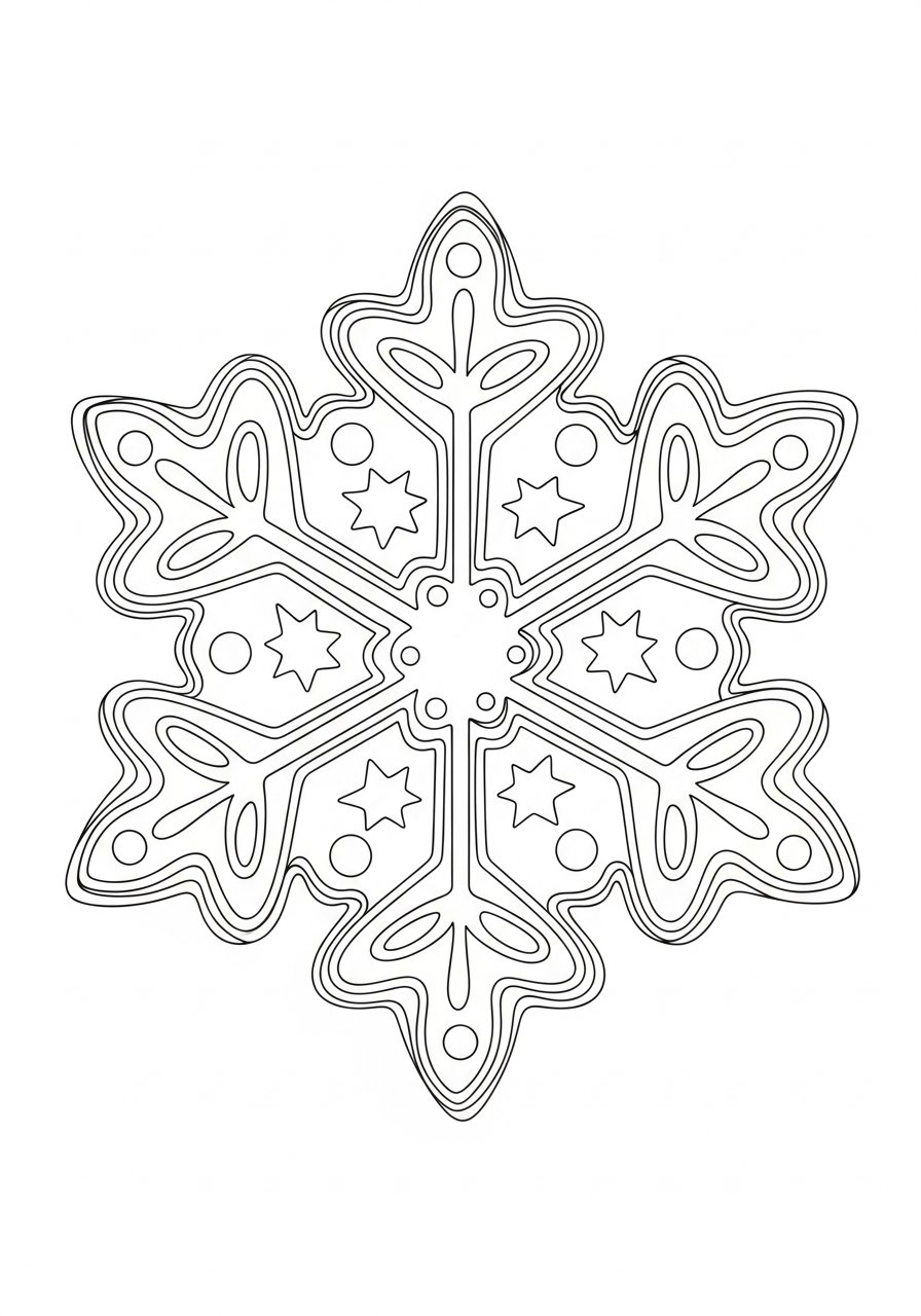 Gingerbread cookie style snowflake coloring page
