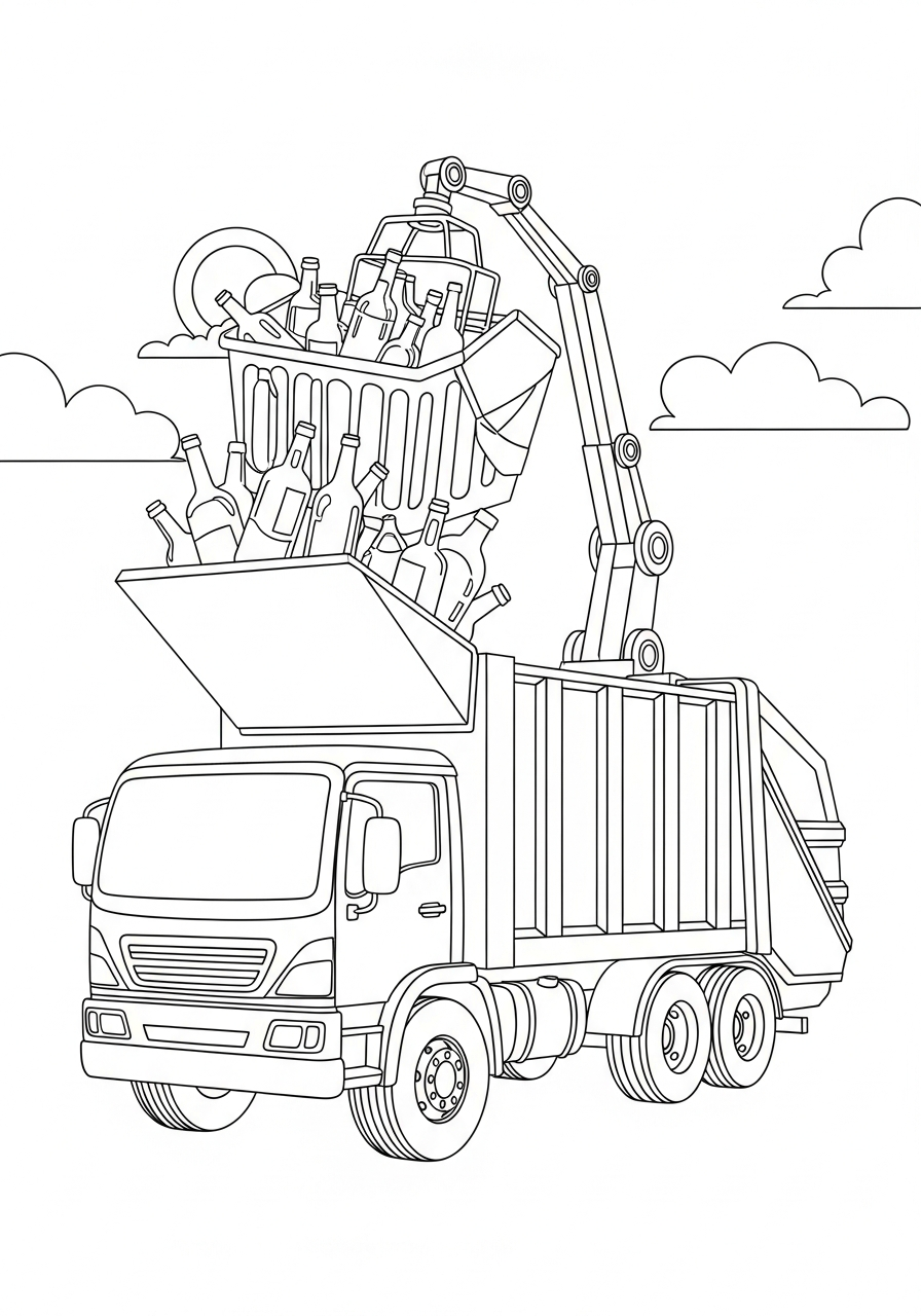 Garbage Truck Coloring Pages 19 Glass bottle recycling truck coloring page
