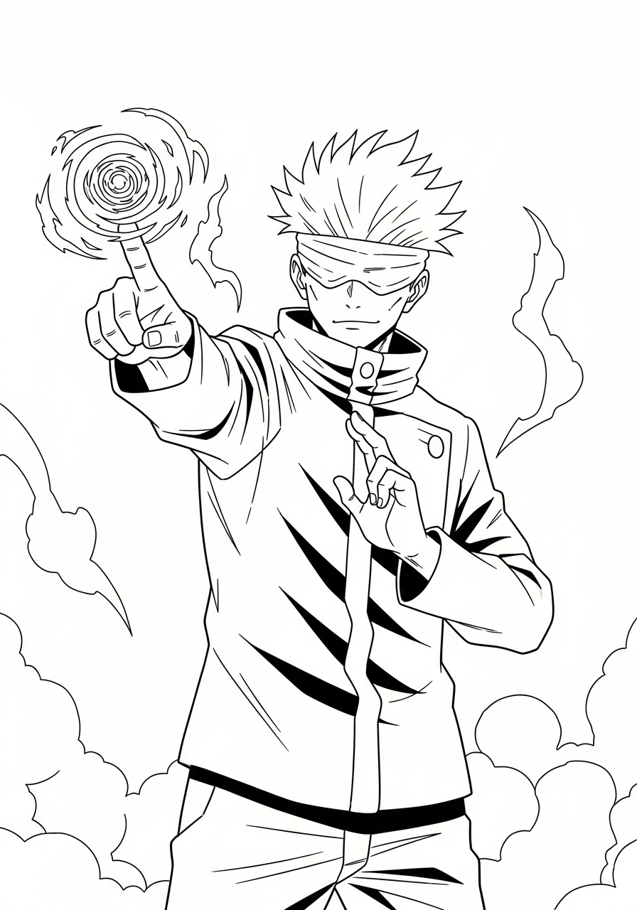Satoru Gojo Coloring Pages 19 Gojo Cursed Technique Reversal Red coloring page