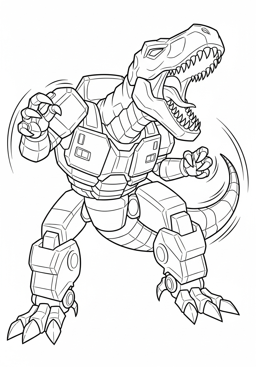 Grimlock dinosaur t-rex transformers coloring page