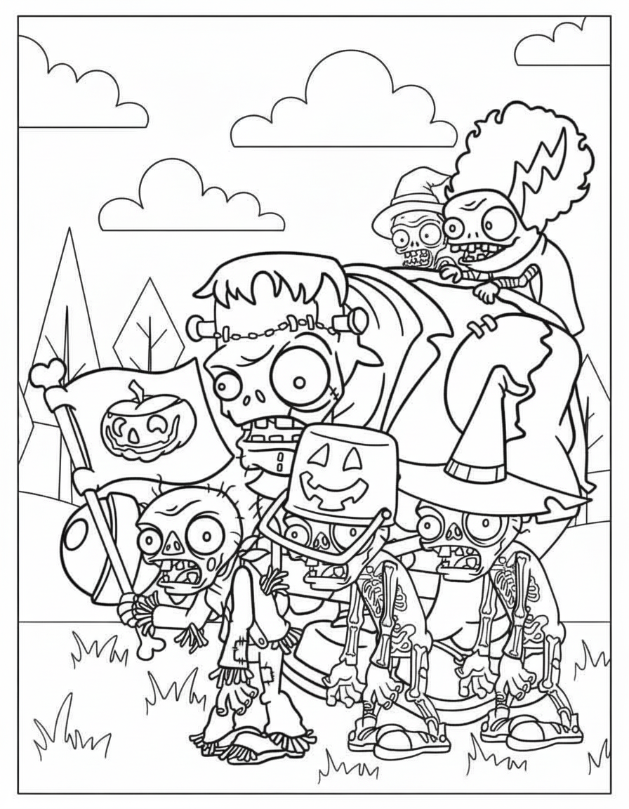 Halloween Gargantuar Plants vs Zombies coloring page