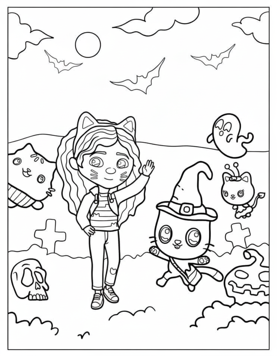 Halloween Themed – Gabby’s Dollhouse Coloring Page