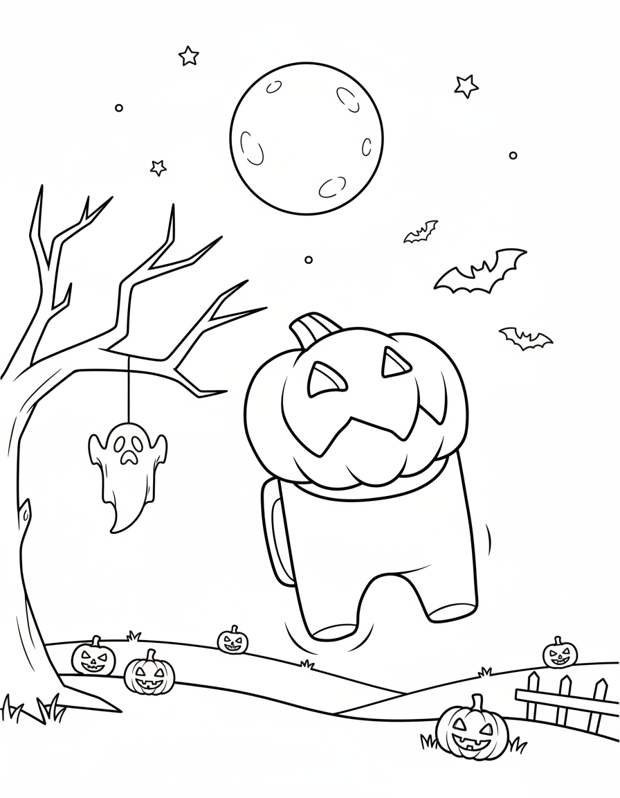 Halloween pumpkin head skin Among Us page