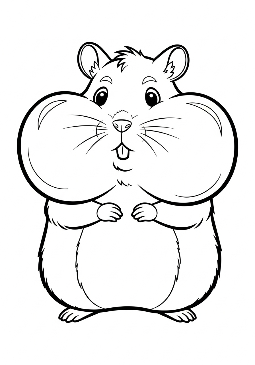 Hamster with puffy stuffed cheeks coloring page