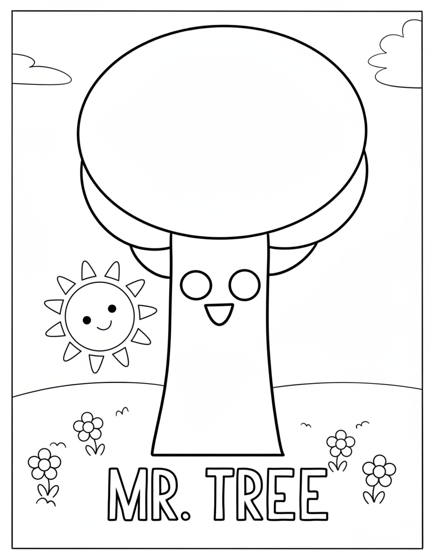 Happy Mr. Tree Sprunki coloring page