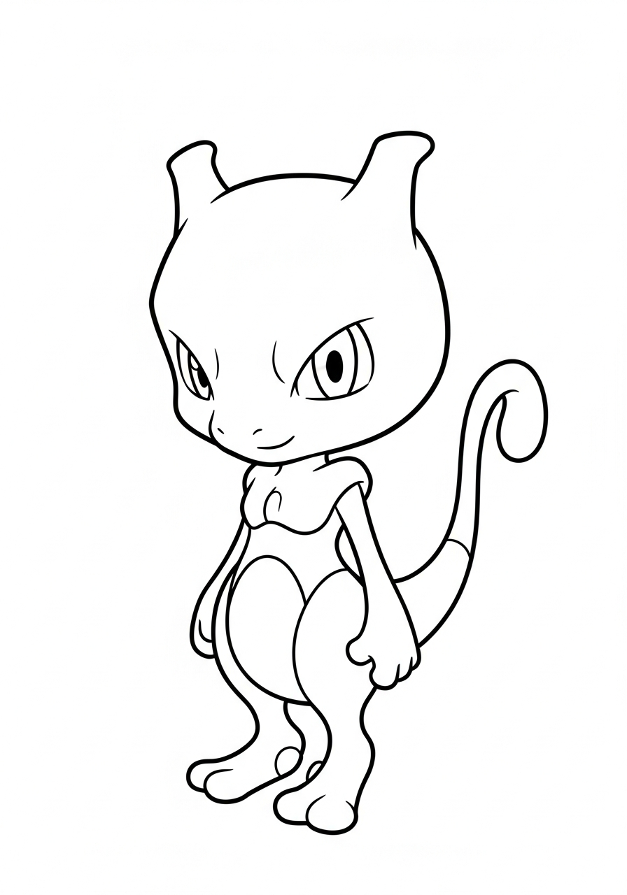Mewtwo Coloring Pages 11 Happy smiling cute Mewtwo coloring page