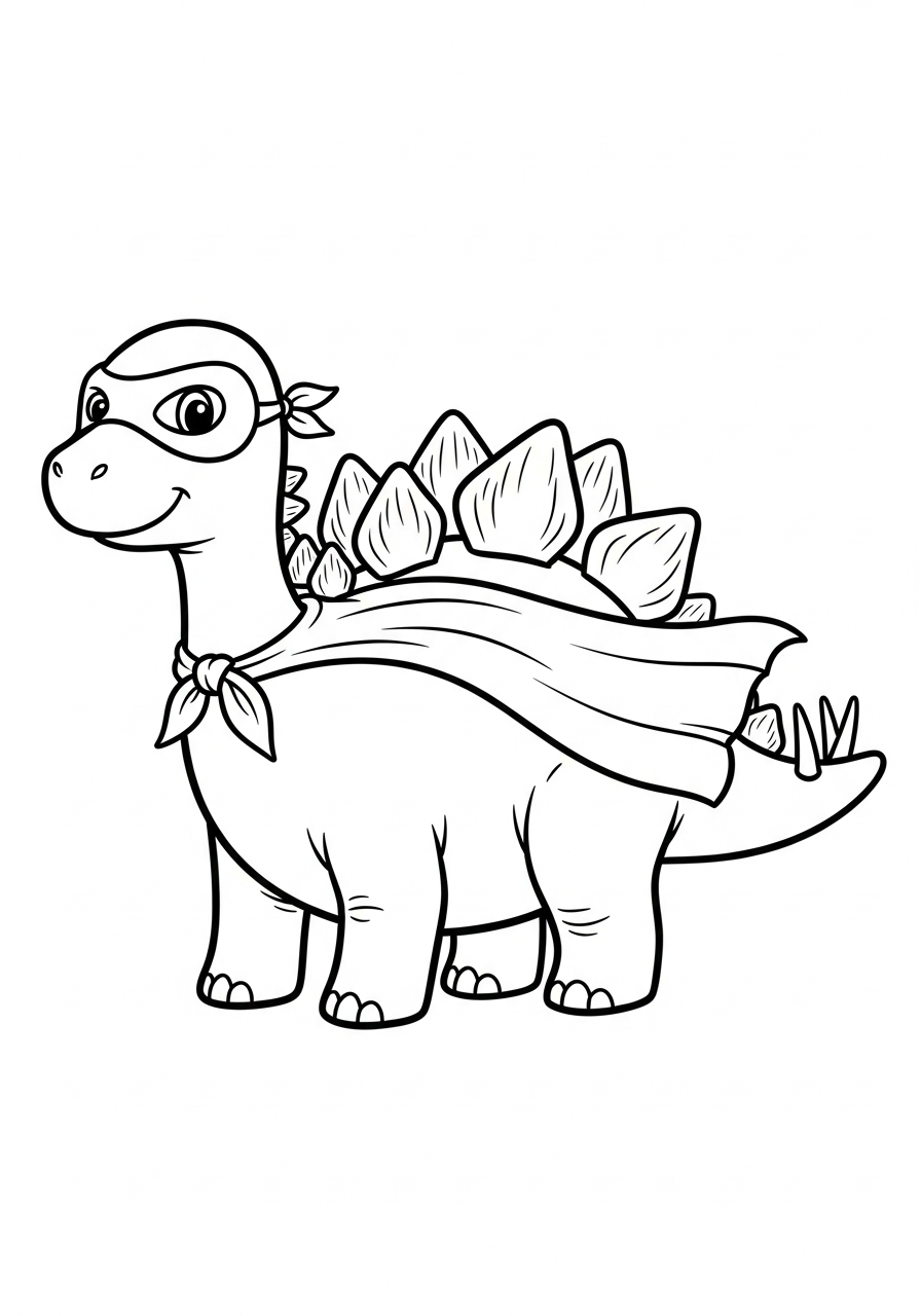 Hero dinosaur wearing cape stegosaurus coloring page