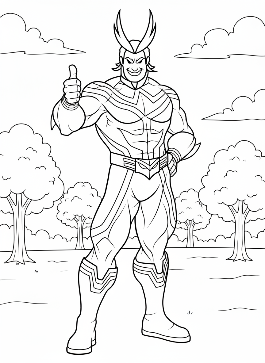 Heroic All Might My Hero Academia coloring page