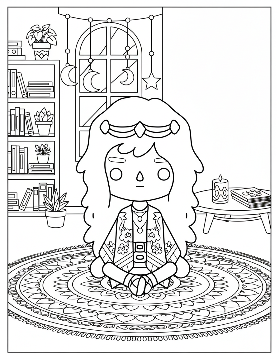 Hippie style Toca Boca girl coloring page