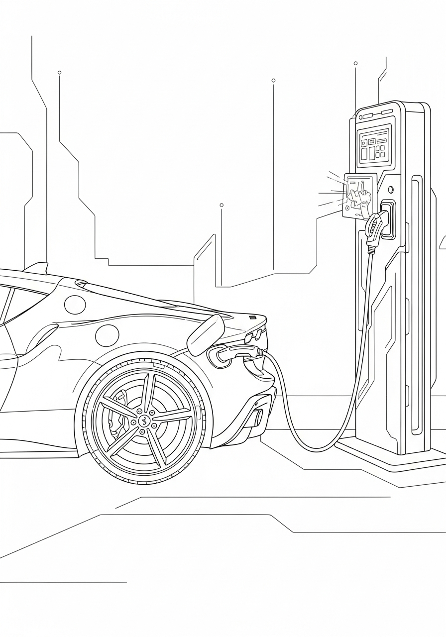 Ferrari Coloring Pages 28 Hybrid Ferrari 296 GTB electric coloring page
