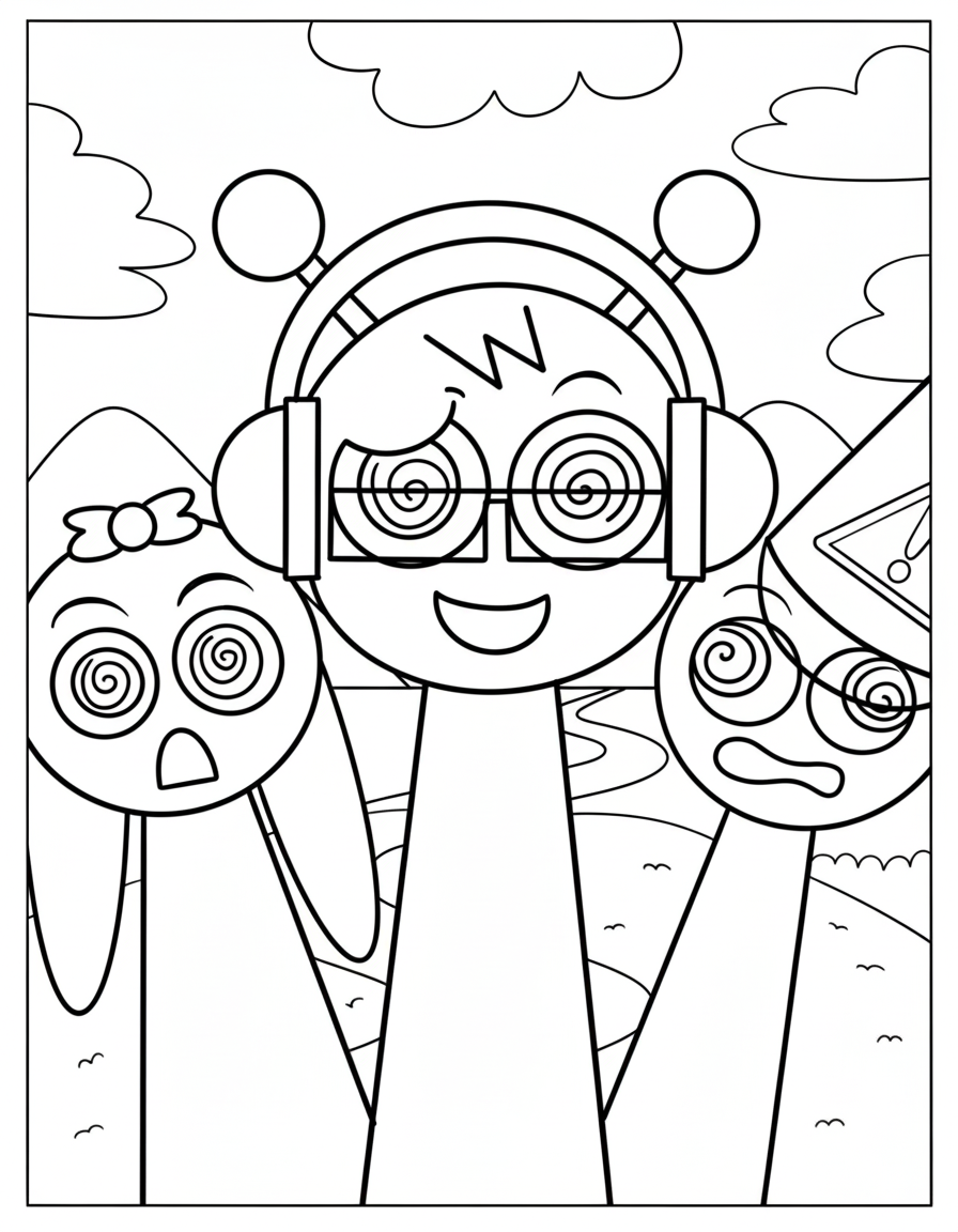 Hypnotized Oren and Brud Sprunki coloring page