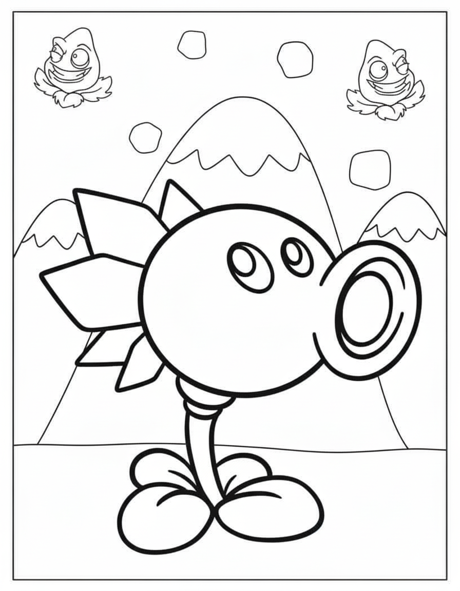 Ice Peashooter Plants vs Zombies coloring page