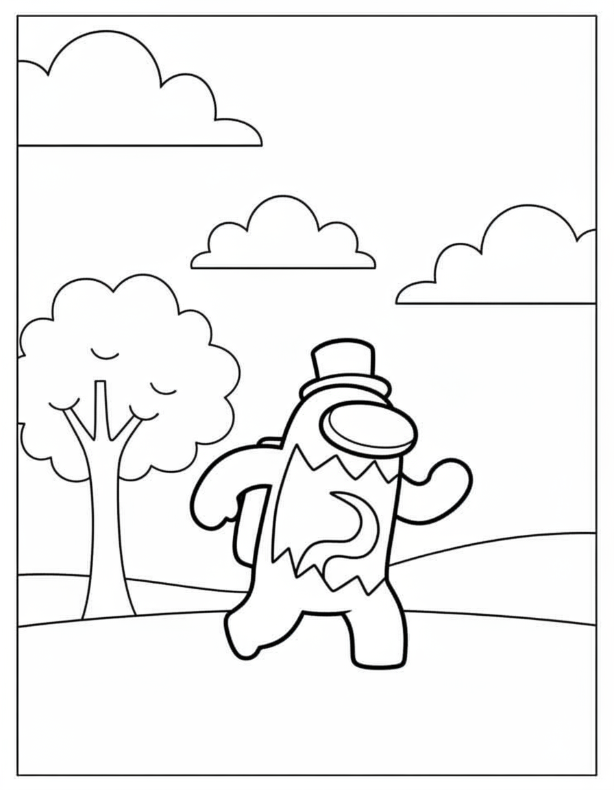 Impostor running with top hat Among Us page