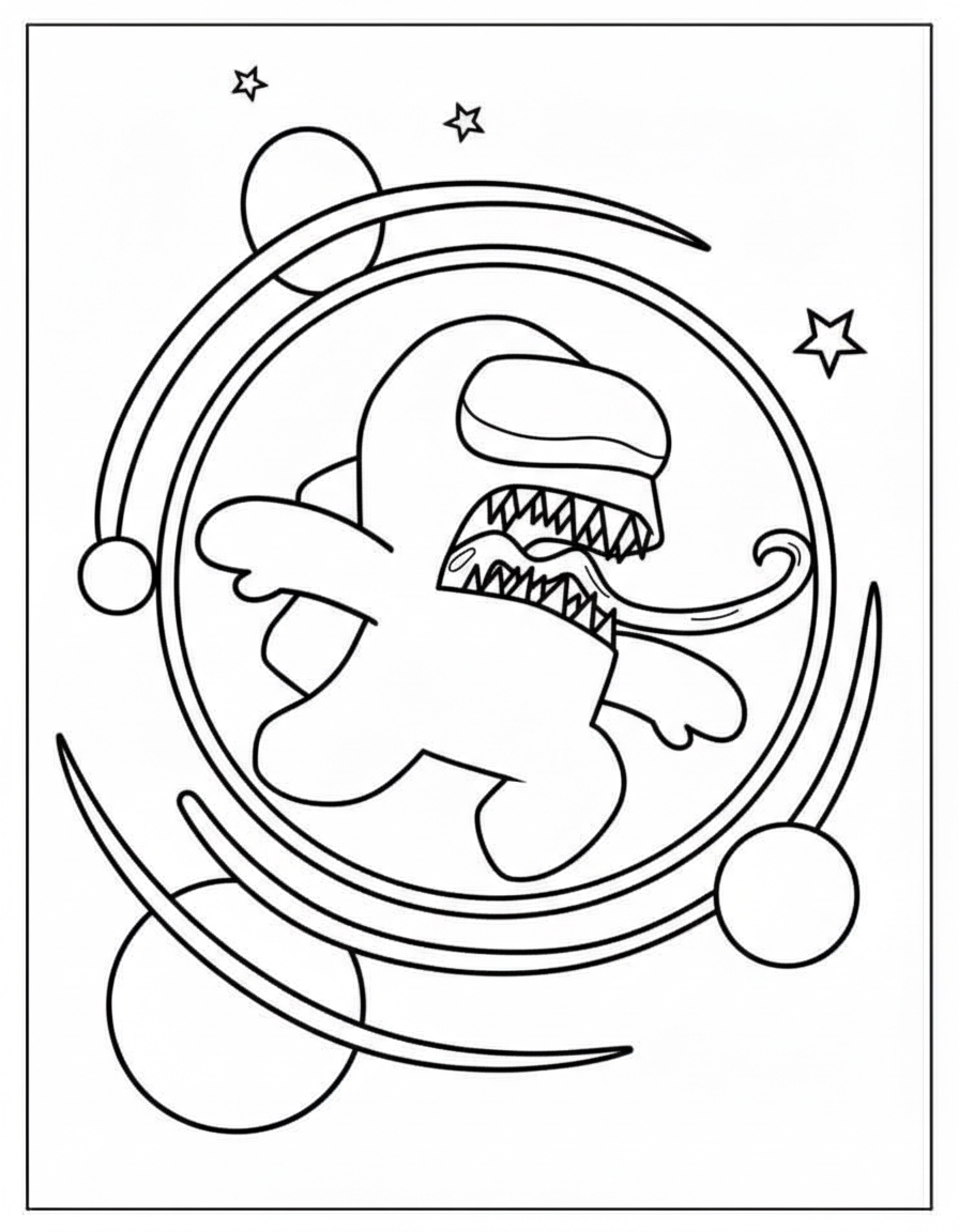 Impostor sharp tongue scary Among Us coloring page