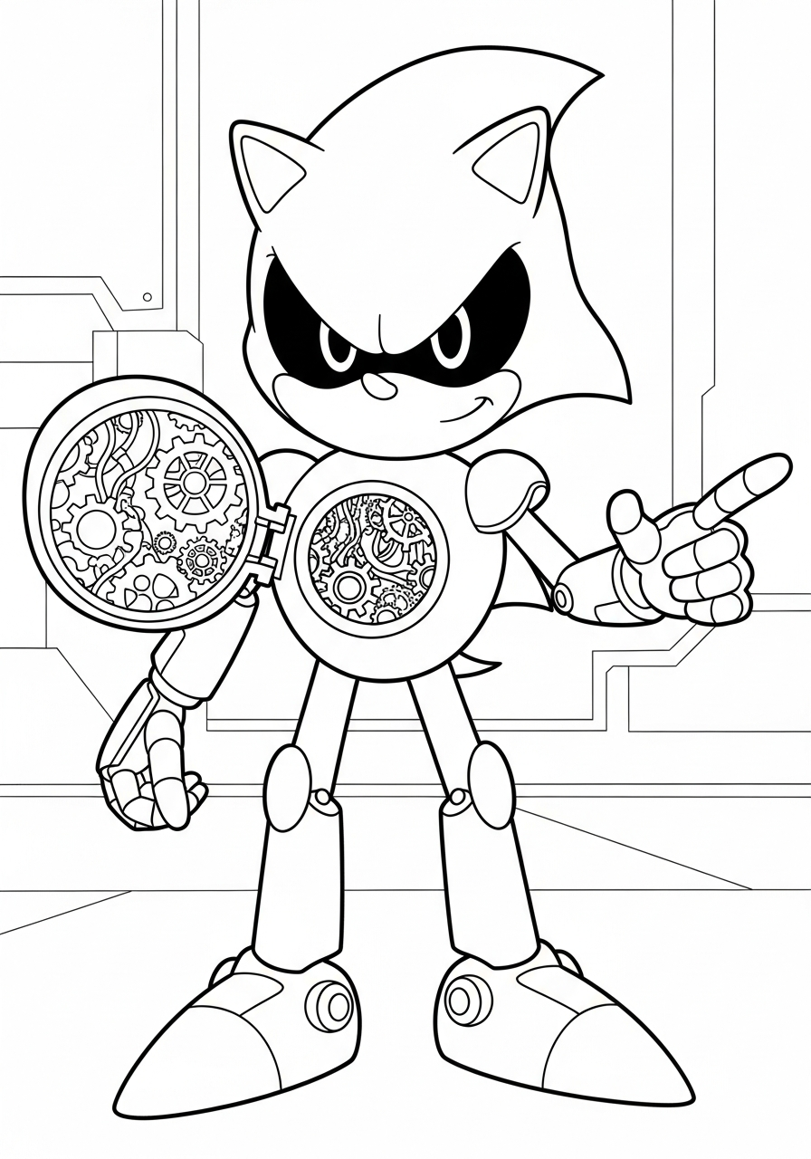 Inside Metal Sonic parts coloring page