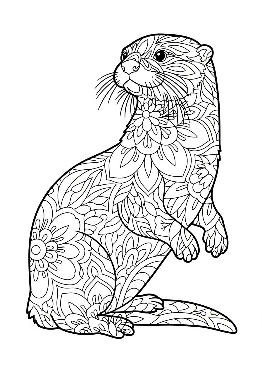 Otter Coloring Pages 17 Intricate mandala style otter coloring page