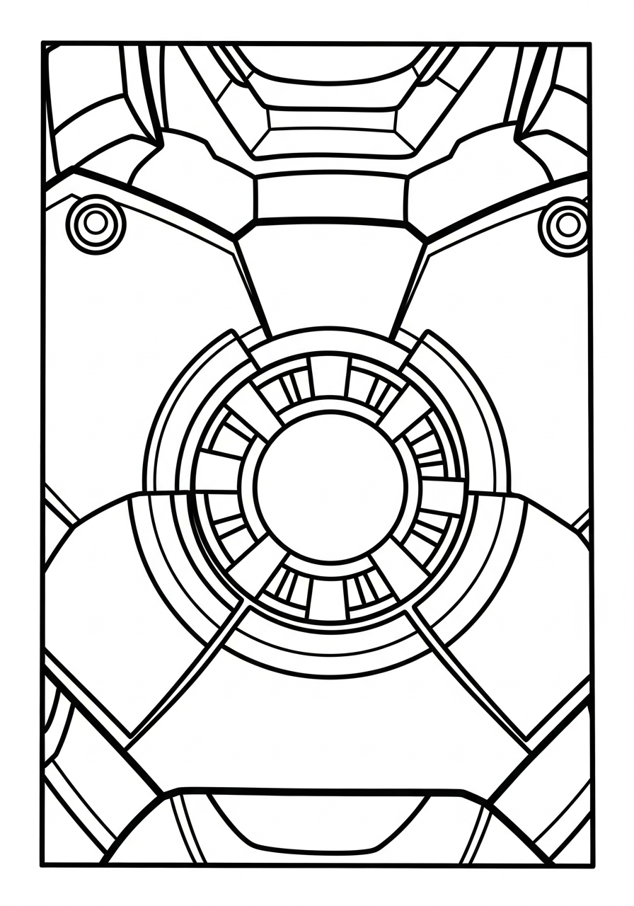 Iron Man arc reactor chest coloring page