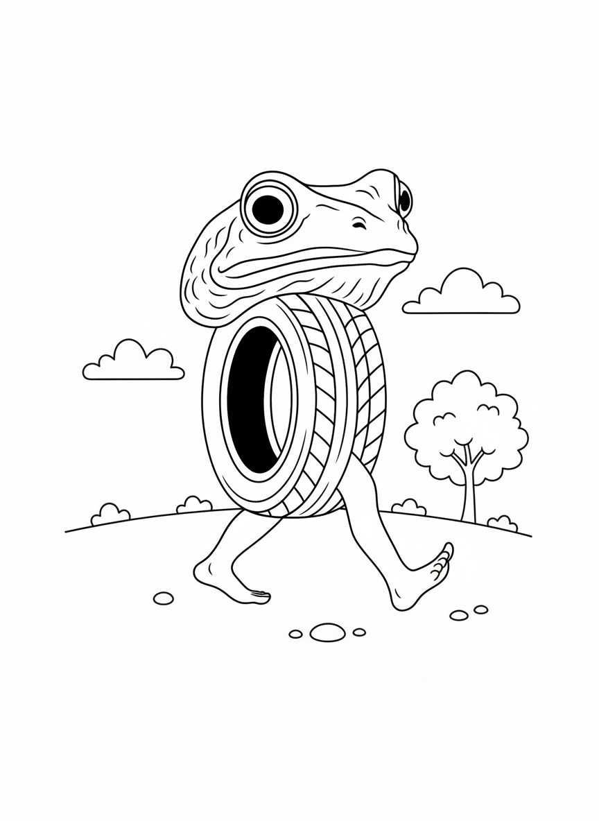 Italian Brainrot coloring page Boneca Ambalabu walking