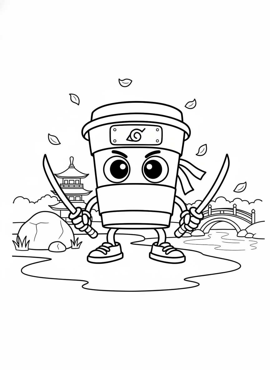 Italian Brainrot coloring page Capuccino Assassino