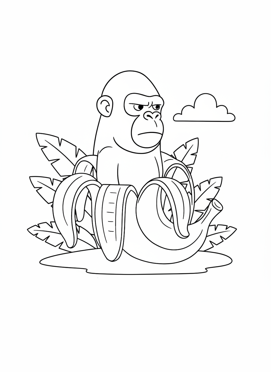 Italian Brainrot coloring page Chimpanzini bananini