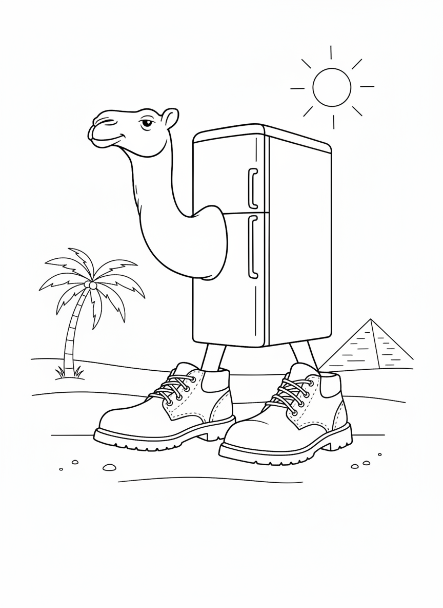 Italian Brainrot coloring page Frigo Camelo