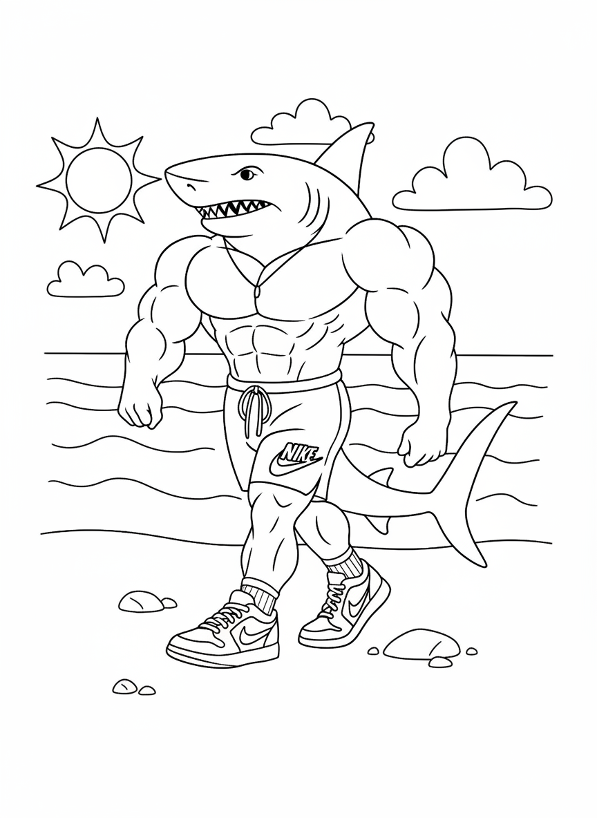 Italian Brainrot coloring page Tralalelo Tralala walking