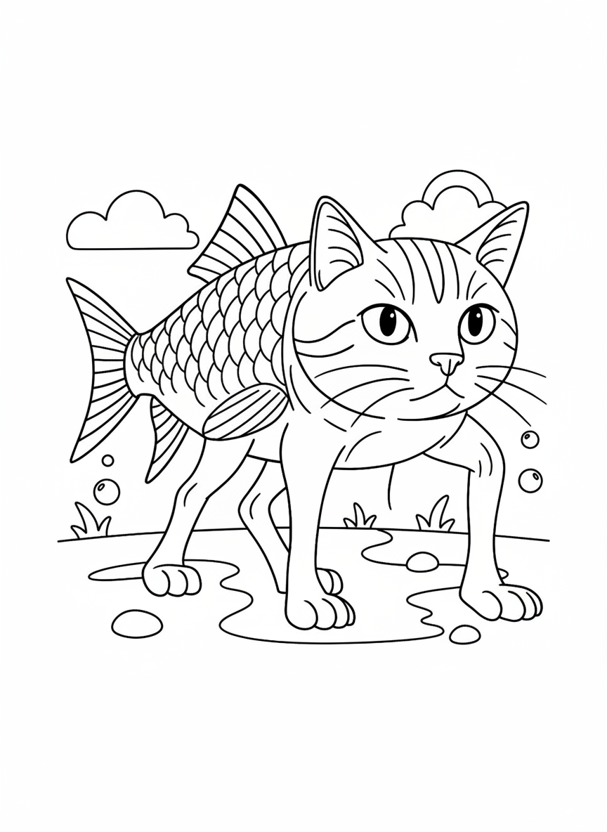 Italian Brainrot coloring page Trulimero Trulicina walking