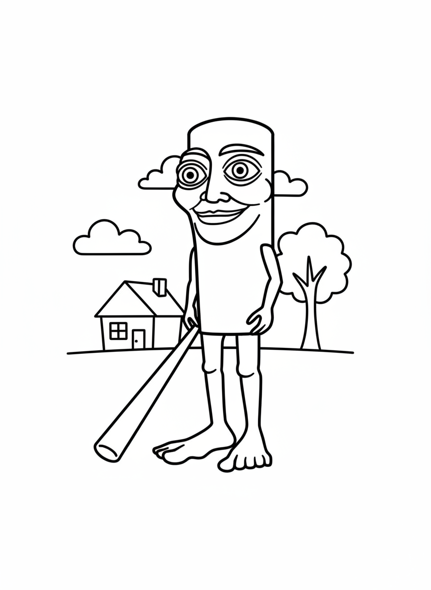 Italian Brainrot coloring page Tung Tung Sahur