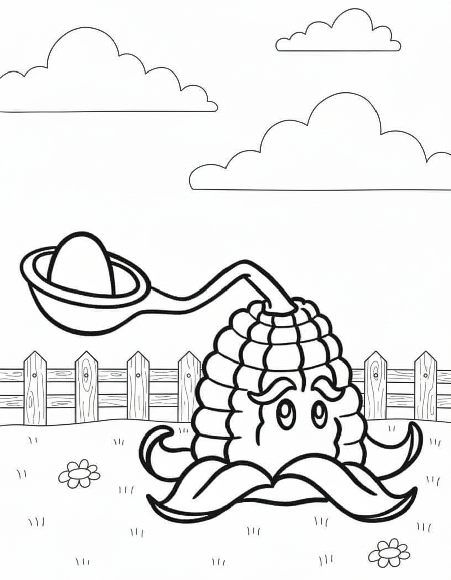 Kernel Pult Plants vs Zombies coloring page
