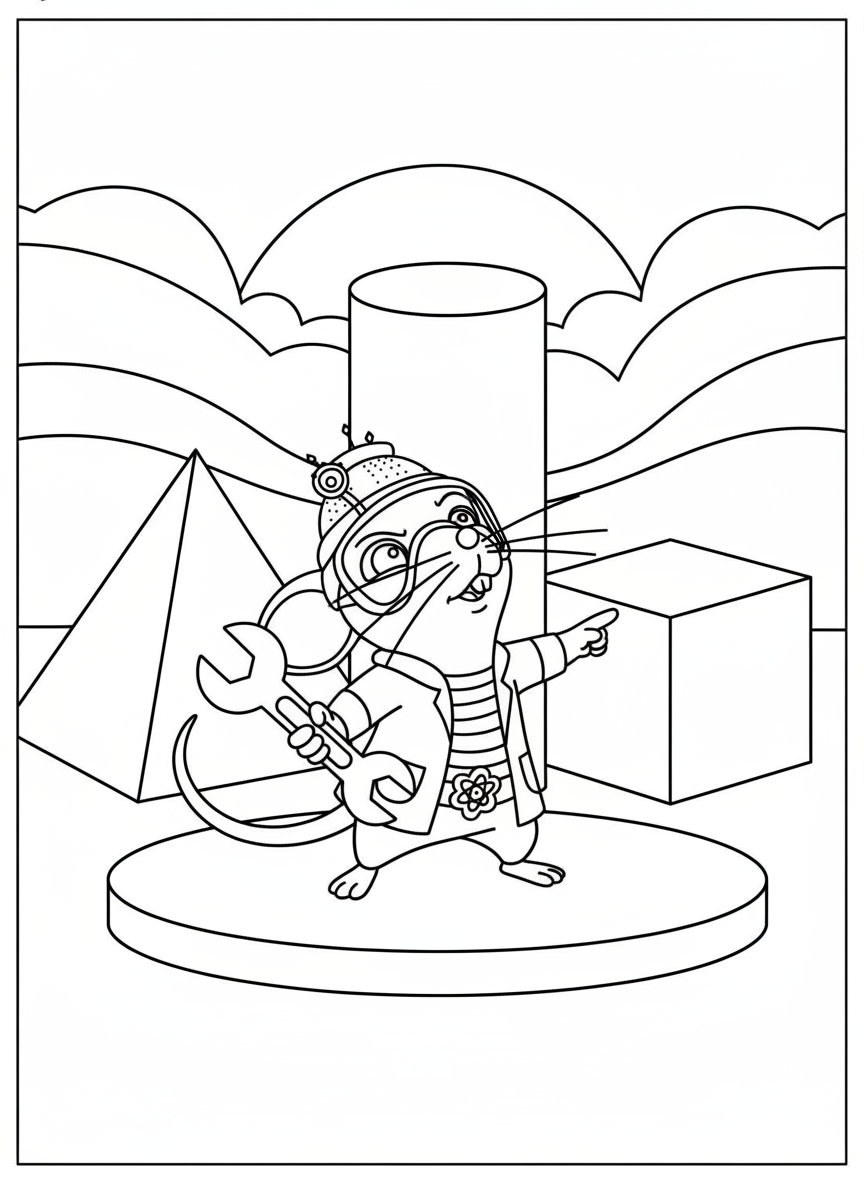 Lab Rat villain holding wrench SuperKitties coloring page