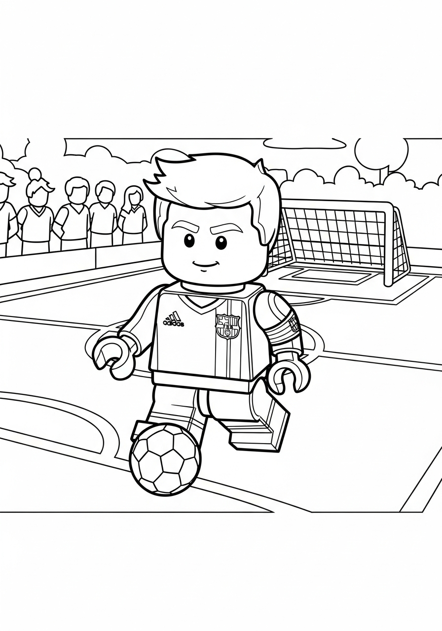 Lego style Messi player coloring page