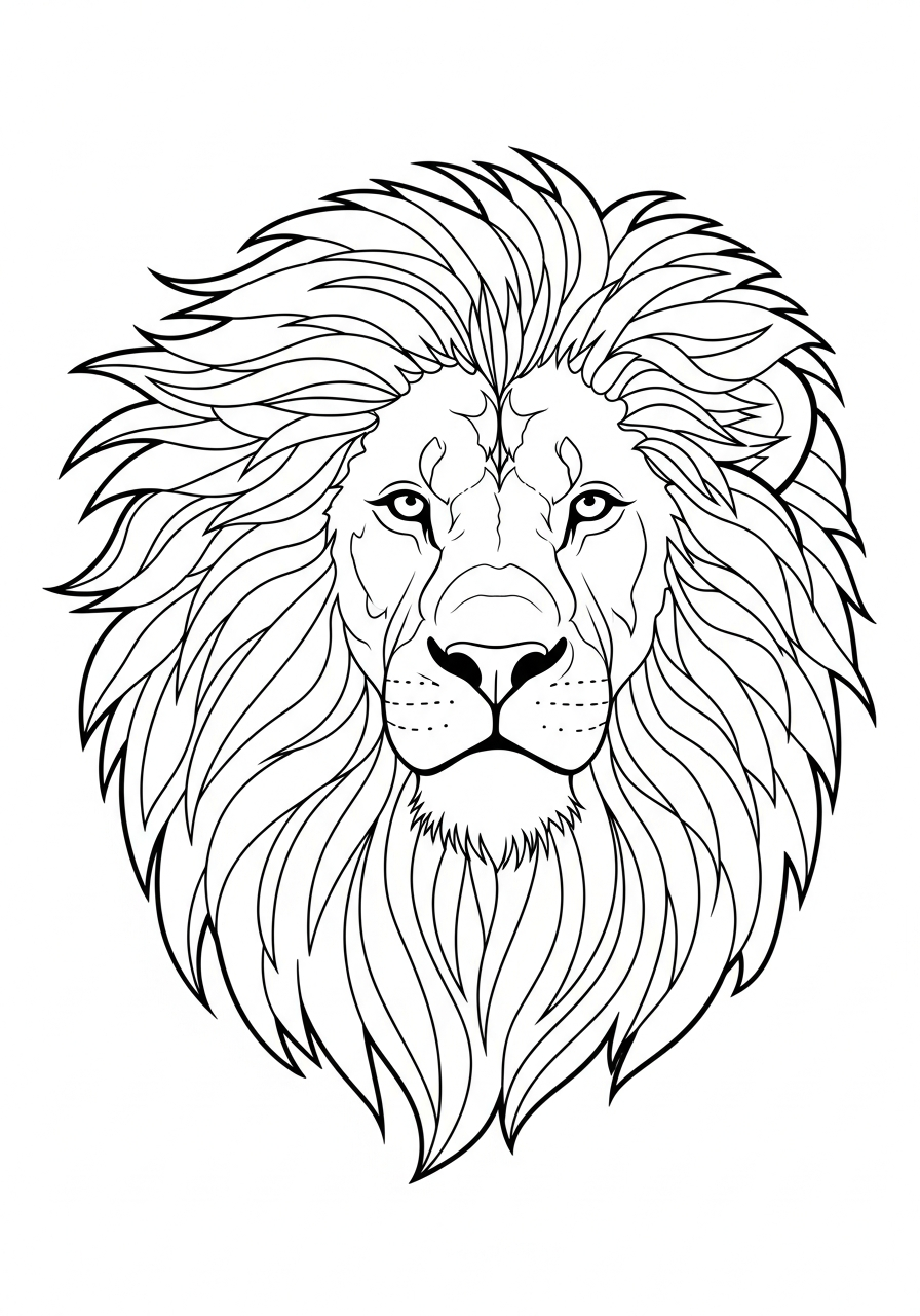 Lion with wind blown mane coloring page