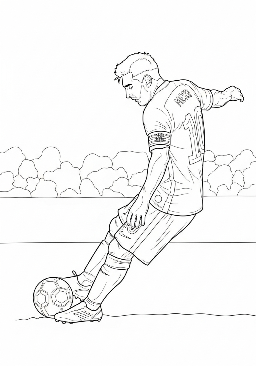 Lionel Messi free kick coloring page