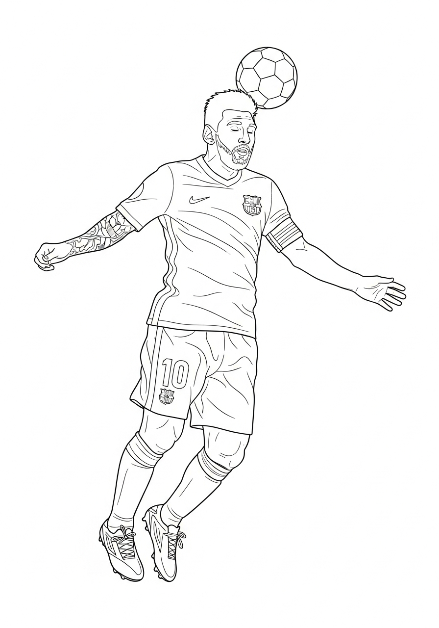 Lionel Messi header jump coloring page