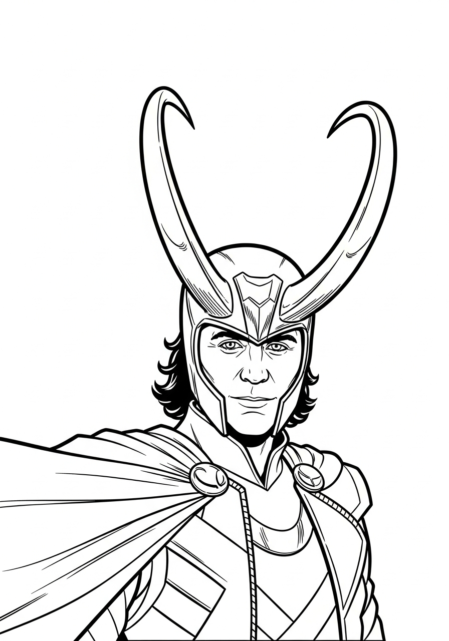 Loki god of mischief helmet coloring page