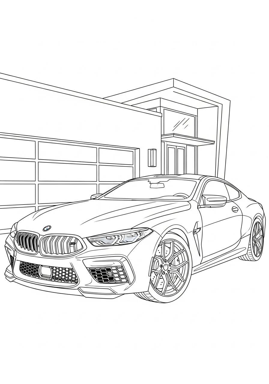 Luxury BMW M8 gran coupe coloring page