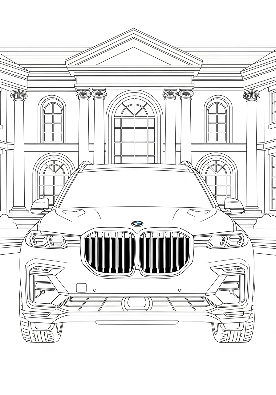 Luxury BMW X7 large SUV coloring page