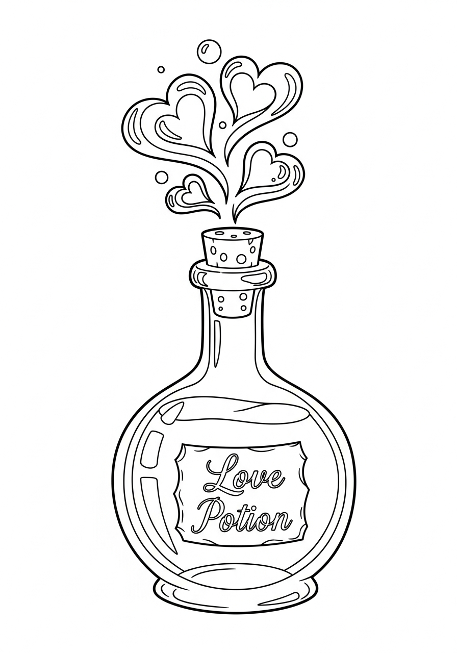 Valentine's Day Coloring Pages 28 Magic love potion bottle valentine coloring page