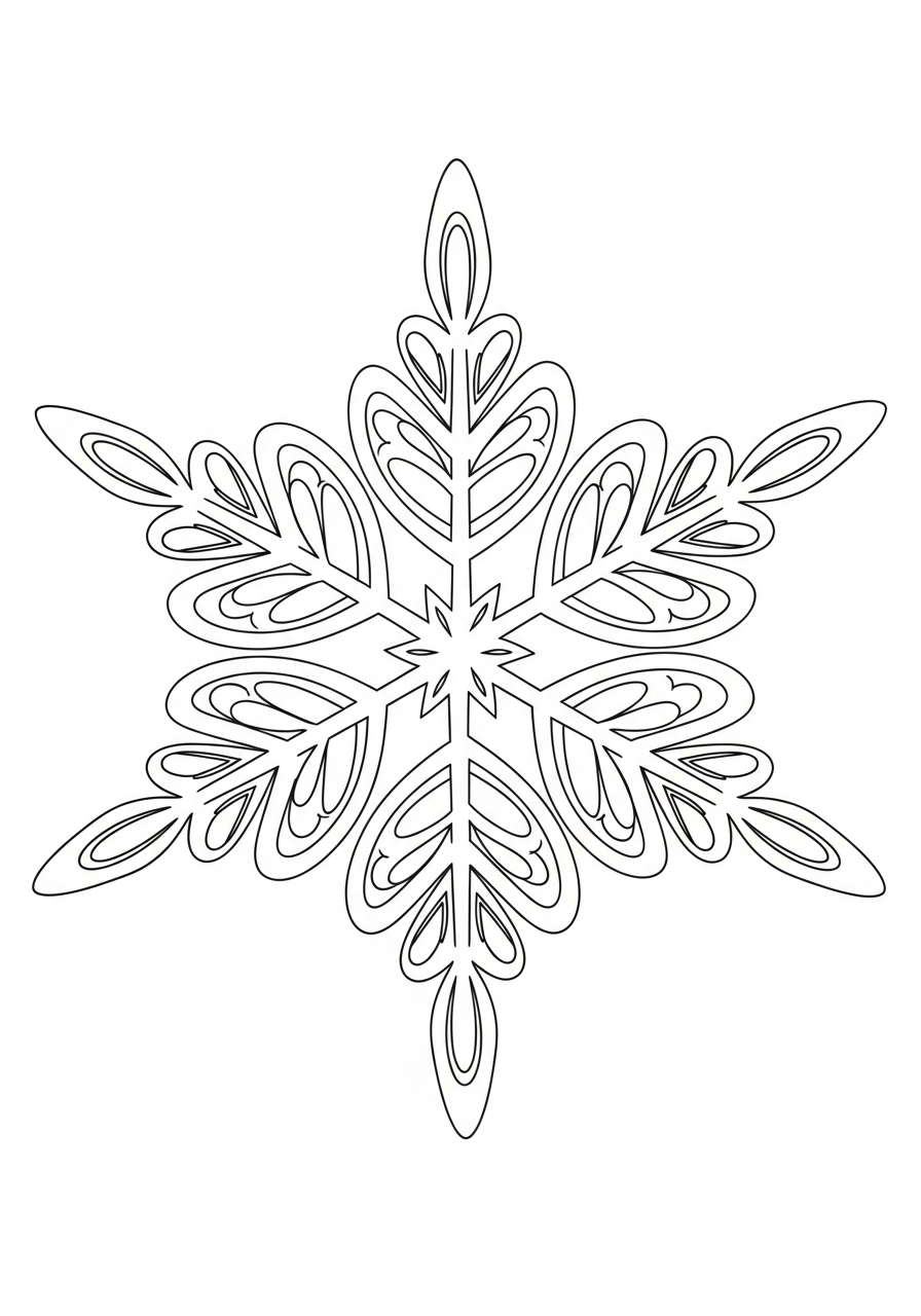 Magical butterfly wing shaped snowflake coloring page